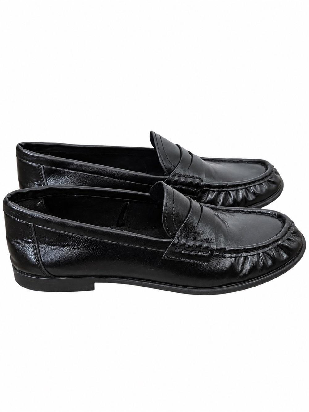 Zara Black Leather Women's Penny Loafers